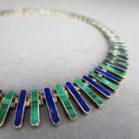 Gorgeous choker necklace in silver with malachite and lapis lazuli New Mexico