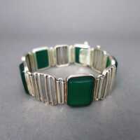 Art Deco link bracelet in silver with green agate...