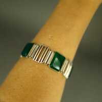 Elegantes Armband in Silber mit großen Grünachat Cabochons in Handarbeit