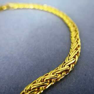 Elegantes geflochtenes massives 750 Gelbgold Damen Armband im Strickdesign