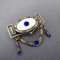 Art Nouveau 930 silver and guilloche enamel brooch by Marius Hammer Norway 1900