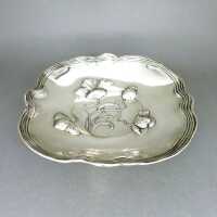 Antique Jugendstil silver bowl with floral decor by Wilhelm Binder Germany