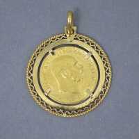 Antiker Anhänger mit einer Münze in 900/- Gold...