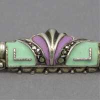 Unique Art Nouveau brooch with enamel made in silver