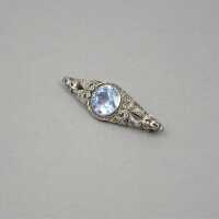 Rare silver brooch studded with a blue topas from the 1920s