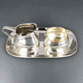 Milk jug, sugar bowl & tray made in 925 / silver by Gottlieb Kurz