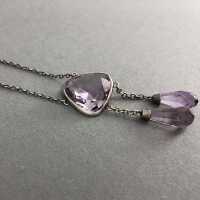 Beautiful lavalier necklace made of 830 / silver set with three amethysts