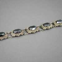 Einzigartiges, verspieltes Silberarmband besetzt mit Hämatit aus den 30er Jahren