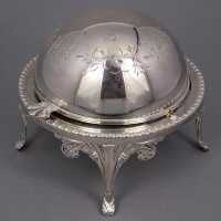 Antique caviar bowl with ornate feet and original glass...