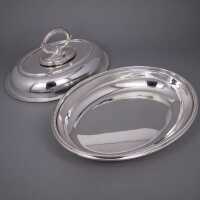 Pair of Art Nouveau Entrée Lidded Bowls with Pearl Rim from England
