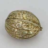 Rare pillbox around 1880 as walnut in silver 835 / - with gilding
