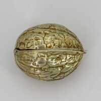Rare pillbox around 1880 as walnut in silver 835 / - with...