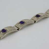 Abstract silver bracelet in 835 / - silver set with amethyst cabochons