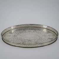 Oval gallery tray with floral decor, first half of the 20th century