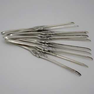 Exceptional set of 12 lobster forks by Peter Bruckmann & Söhne