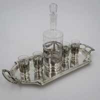 Rare Art Nouveau liqueur set with tray by Leuconide J.P....
