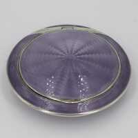 Art Nouveau powder box in silver with guilloche enamel in...