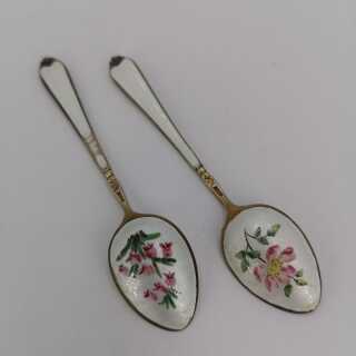Set of 8 mocha spoons in silver and guilloche enamel by Asprey & Co