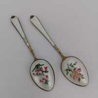 Set of 8 mocha spoons in silver and guilloche enamel by...