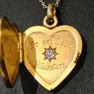 Romantic medallion in 585 / - gold as a lucky charm with brilliant