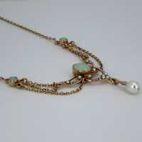 Romantic Art Nouveau necklace in 333 / - gold with opals and seed pearls