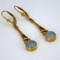 Antikes Paar Ohrringe in geometrischer Form mit Opalen um 1920