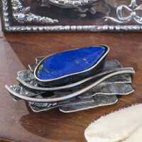 Modernism silver pendant handmade with lapis lazuli around 1955