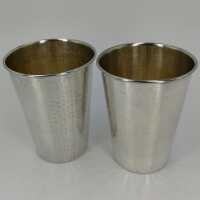 Two simple and elegant silver cups around 1960 in silver...