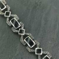 Art Deco Armband in Silber mit Onyx und Markasiten