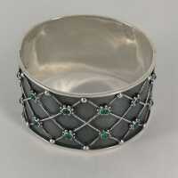 Wide silver bangle with agate pearls from the 2nd half of the 20th century