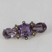 Magnificent amethyst brooch in silver from historicism around 1880