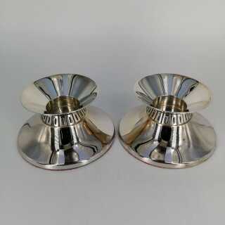 Low Art Deco candlestick pair in solid silver around 1920