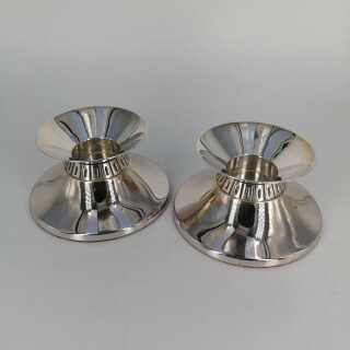 Low Art Deco candlestick pair in solid silver around 1920