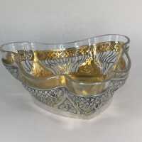 Dreieckige Schale in Silber mit Glaseinsatz - Annodazumal Antikschmuck: Antikes Tafelsilber kaufen