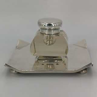 Rare inkwell in sterling silver and crystal glass from 1899