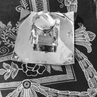 Rare inkwell in sterling silver and crystal glass from 1899