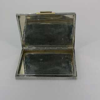 Art Deco set powder box and business card box in silver and gold