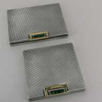 Art Deco set powder box and business card box in silver...