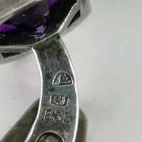 Art Deco silver cufflinks with natural amethysts