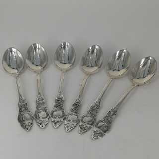 Set of 6 mocha spoons with Friesian pattern in silver from Bremen