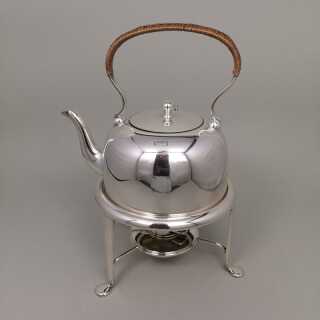 Antique kettle with warmer silvered around 1925