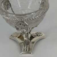 Delicate silver saliere with glass insert from the late Baroque