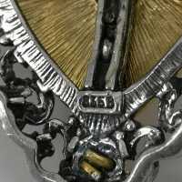 Kette in Silber mit vergoldetem Anhänger und Turmalin Besatz Trachtenschmuck 