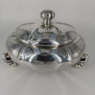 Antique hammered Art Deco bonboniere with a silver lid