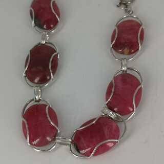 Bracelet made of silver wire with red agate stones from the 1960 / 70s