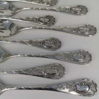 Seltenes Set Austerngabeln oder Muschelgabeln in 800er Silber