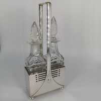 Silver-plated Art Deco cruet for vinegar & oil