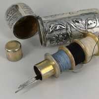 Rare travel sewing kit in silver in the Art Nouveau style around 1900