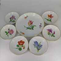 Hand-painted set of chocolate bowls from the Meissen...
