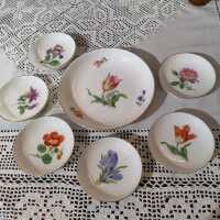 Hand-painted set of chocolate bowls from the Meissen manufactory